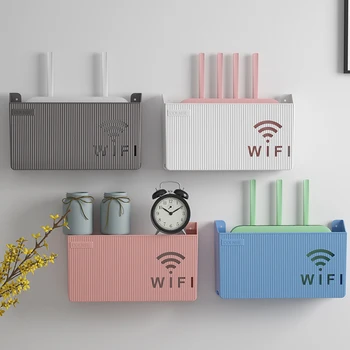 Безжичен Wifi Монтиране на Окачен Път Полк Кутия За Съхранение ABS Пластмасов Органайзер Скоростна Кабелна Скоба Хранене Органайзер Кутия за Домашен Декор
