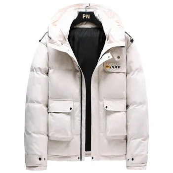 Мъжки Нова Naka памучен яке, палто, с памучна подплата, Мъжки Есенно-зимни Удебелена яке, за Мъже Модерна марка дрехи с качулка, мека Топ