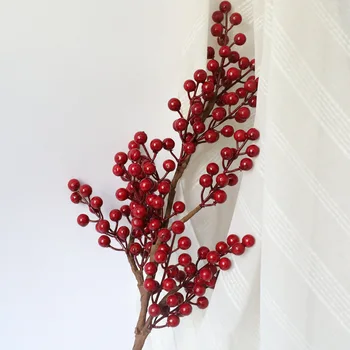 Изкуствени Растения Холи Червени Плодове Пяна Имитация На Плодове Цветя За Коледната Украса На Градината, Аксесоари За Дома Фалшиви Растения