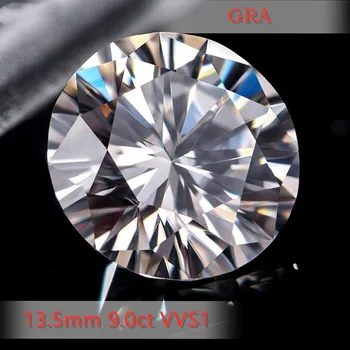 13,5 мм 9ct 100% Истински Незакрепленные Скъпоценни Камъни Муассанит Камък G Цвят Отгледани В Лаборатория Диамант Кръгла Форма Неопределен За Бижута диамантен Пръстен