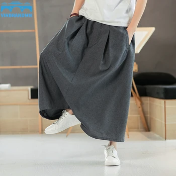 2022 Мъжки зреещи ниска степен Големи Кръст-панталони от памук и лен Свободни Големи Ретро-панталони в Японски стил харадзюку