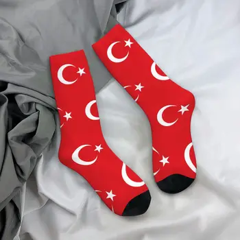 Хип-хоп Флаг на Турция Чорапи За Скейтборд Полиестер Средната Тръба Чорапи за Жени, Мъже Дишащи