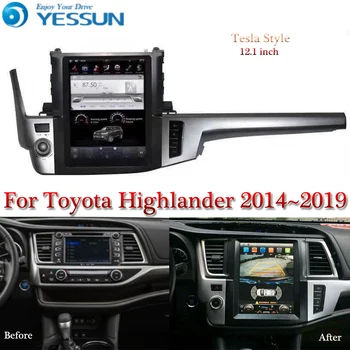 Екран Tesla За Toyota Highlander 2014 ~ 2019 Автомобилен Мултимедиен Плеър с Android 12,1 инча Авто Радио-стерео Аудио GPS Навигация