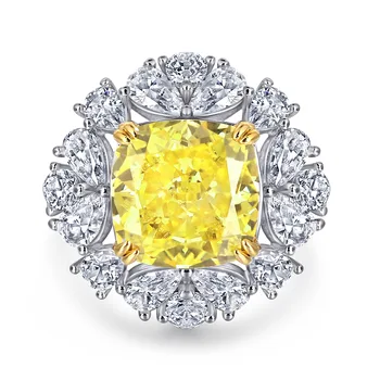 Нов моден тренд S925 сребърна инкрустация 5A циркон ретро жълт диамант грушевидное пръстен инкрустированное светло луксозно пръстен